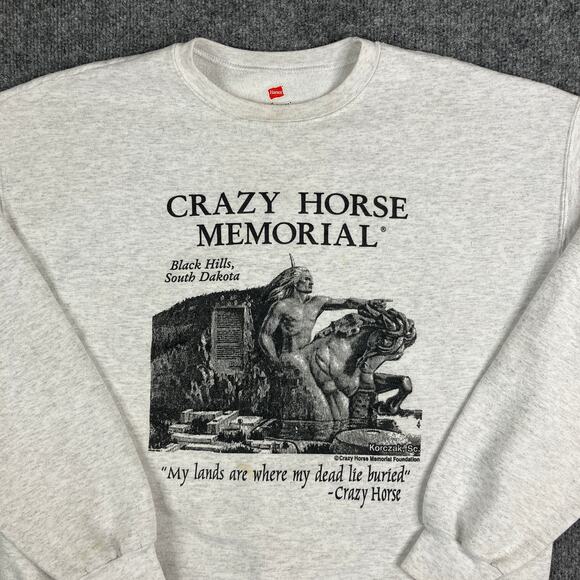 Hanes Sweatshirt Mens L Gray Crazy Horse Memorial South Dakota Graphic Pullover - Picture 1 of 8